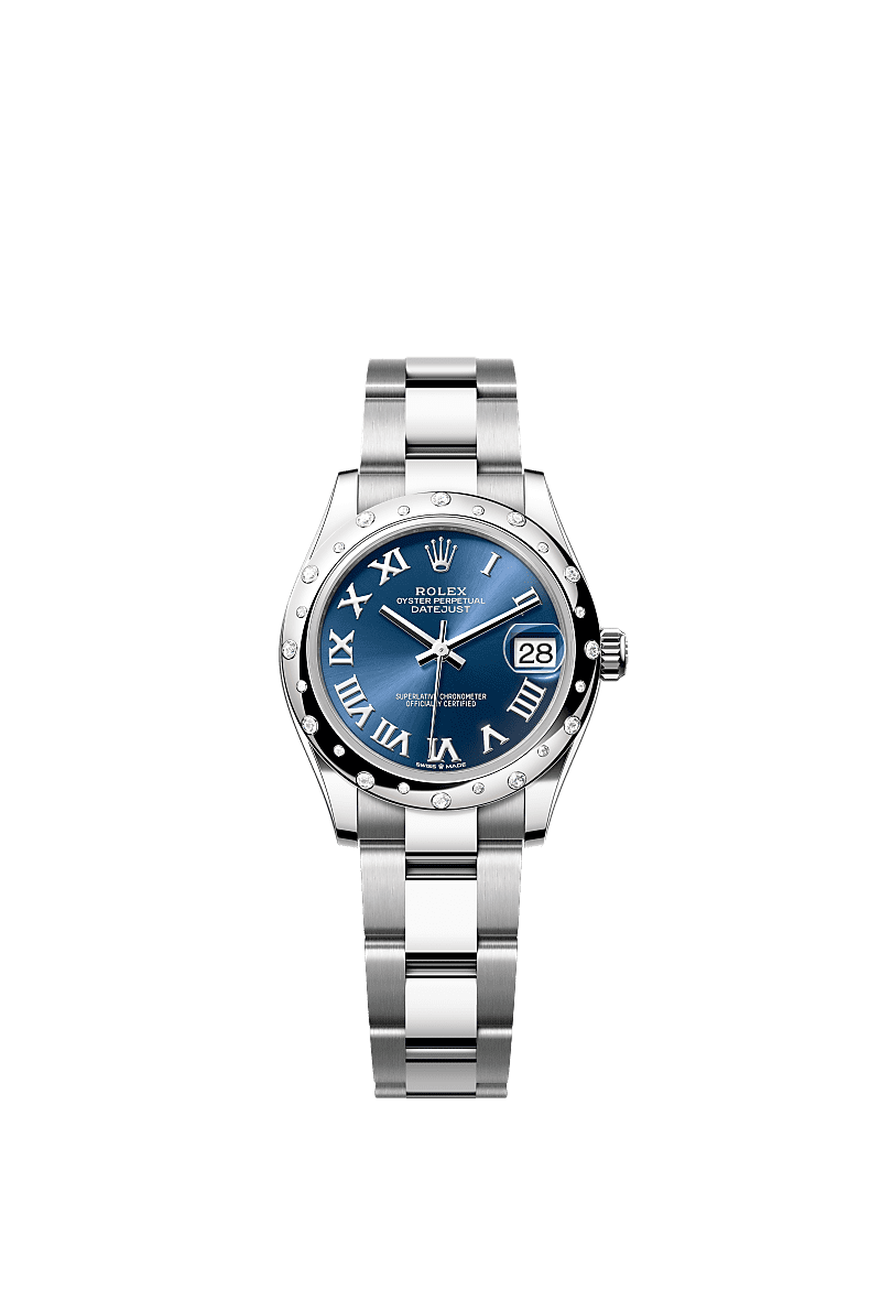 Rolex Datejust 31 Stainless Steel / Domed - Diamond / Blue - Roman / Oyster — Ref. 278344RBR
