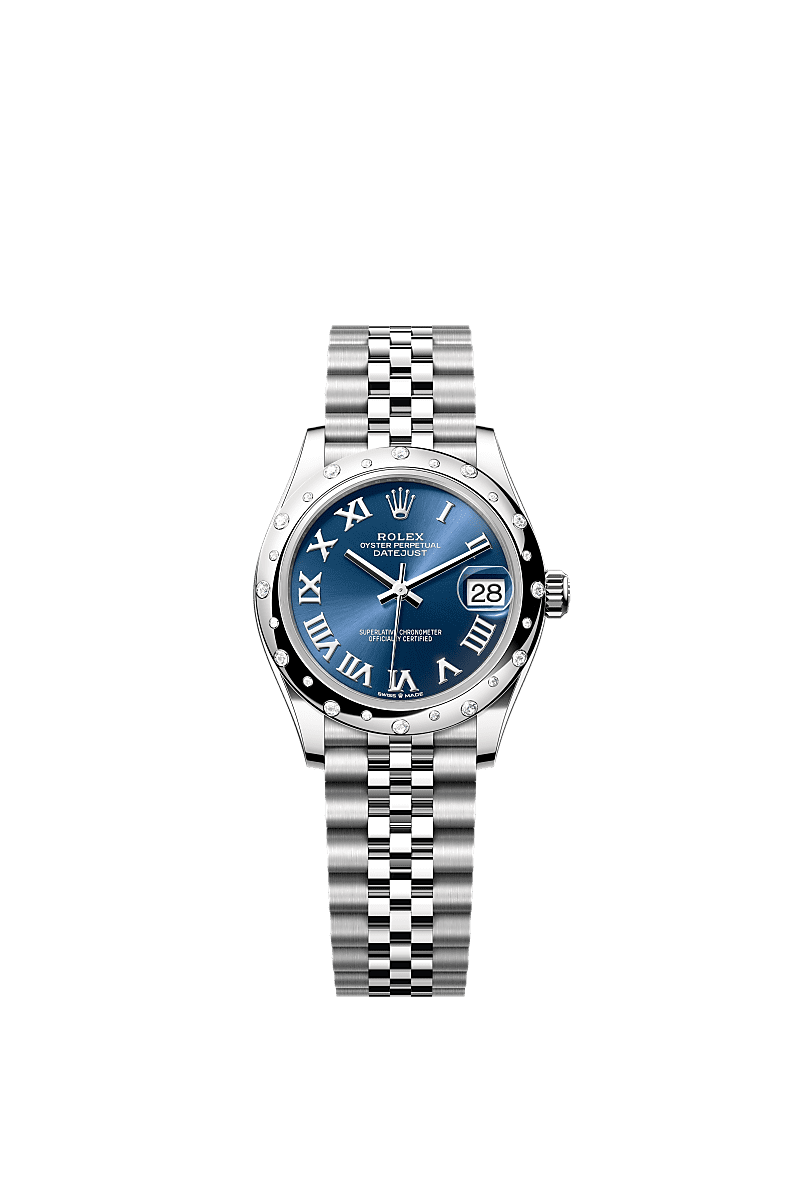 Rolex Datejust 31 Stainless Steel / Domed - Diamond / Blue - Roman / Jubilee — Ref. 278344RBR