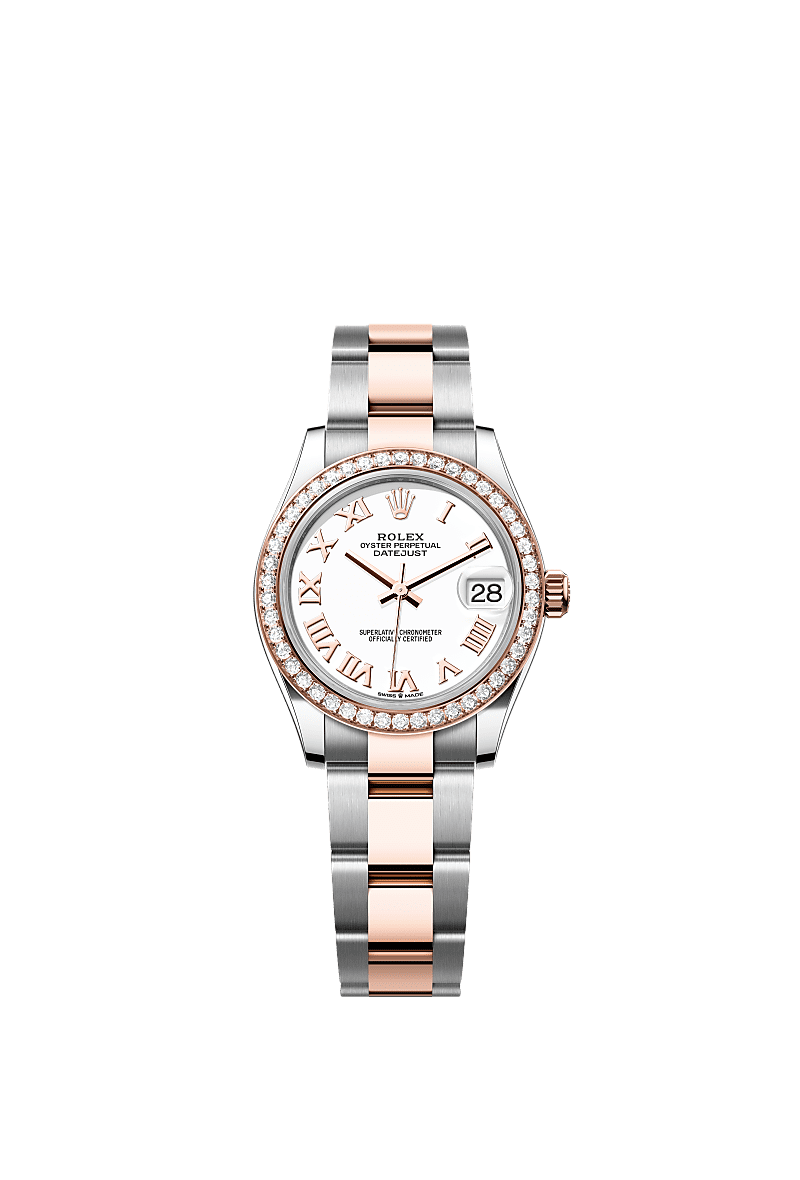 Rolex - Datejust 31 Stainless Steel/ Rose Gold / Diamond / White - Roman / Oyster — Ref. 278381RBR