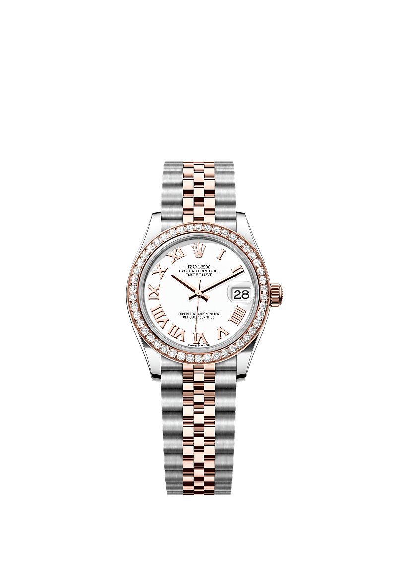 Rolex - Datejust 31 Stainless Steel/ Rose Gold / Diamond / White - Roman / Jubilee — Ref. 278381RBR