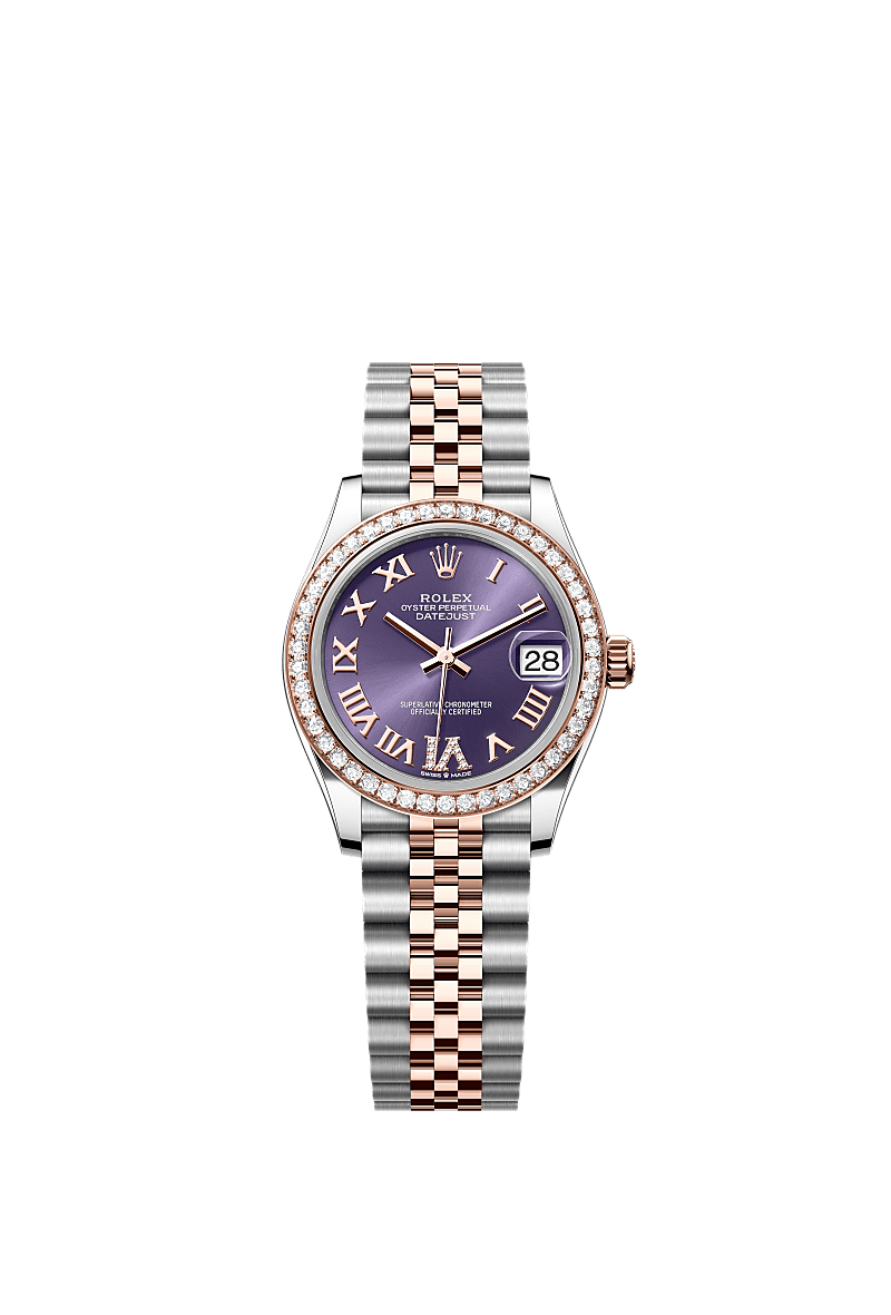 Rolex - Datejust 31 Stainless Steel/ Rose Gold / Diamond / Aubergine - Roman / Jubilee — Ref. 278381RBR