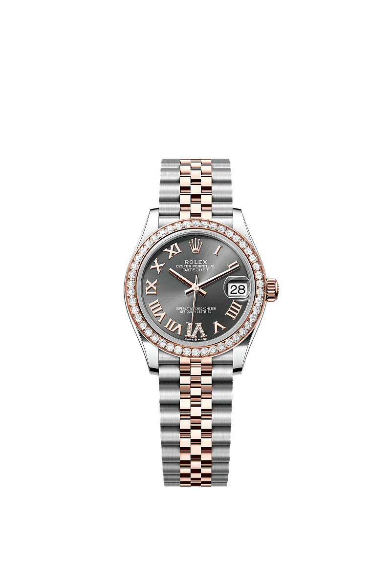 Rolex - Datejust 31 Stainless Steel/ Rose Gold / Diamond / Grey - Roman / Jubilee — Ref. 278381RBR