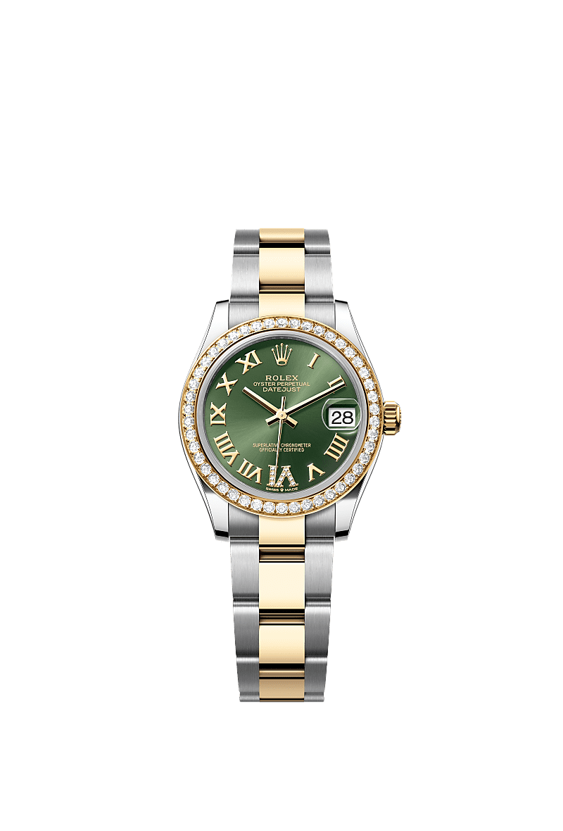 Rolex - Datejust 31 Stainless Steel / Yellow Gold / Diamond / Olive - Roman / Oyster — Ref. 278383RBR