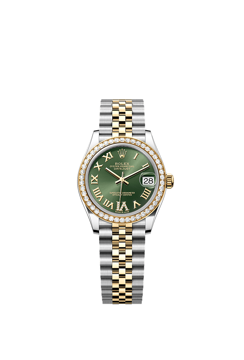 Rolex - Datejust 31 Stainless Steel / Yellow Gold / Diamond / Olive - Roman / Jubilee — Ref. 278383RBR