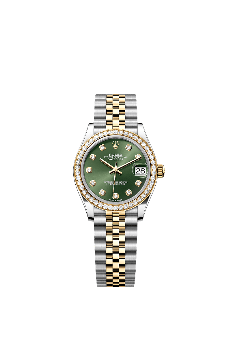 Rolex - Datejust 31 Stainless Steel / Yellow Gold / Diamond / Olive - Diamond / Jubilee — Ref. 278383RBR
