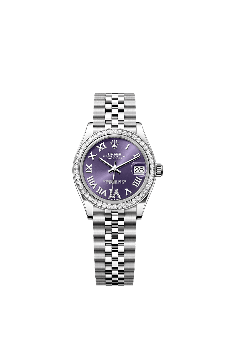 Rolex - Datejust 31 Stainless Steel Diamond / Jubilee / Aubergine - Roman — Ref. 278384RBR