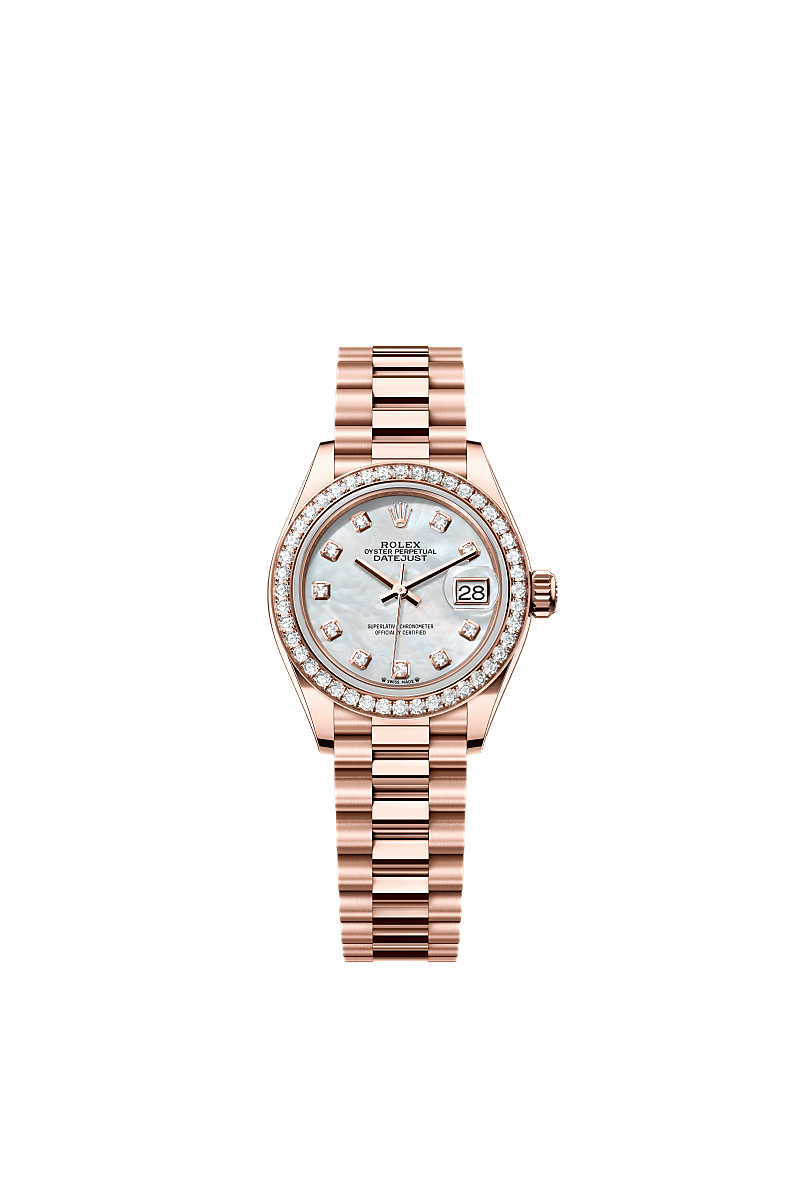 Rolex - Lady-Datejust 28 Everose Diamond / President / MOP — Ref. 279135RBR
