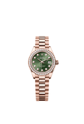 Rolex - Lady-Datejust 28 Everose Diamond / President / Olive Diamond — Ref. 279135RBR