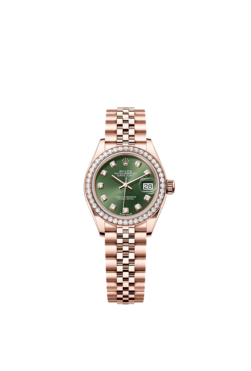 Rolex - Lady-Datejust 28 Everose Diamond / Jubilee / Olive Diamond — Ref. 279135RBR