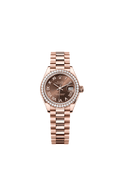 Rolex - Lady-Datejust 28 Everose Diamond / President / Chocolate Roman — Ref. 279135RBR