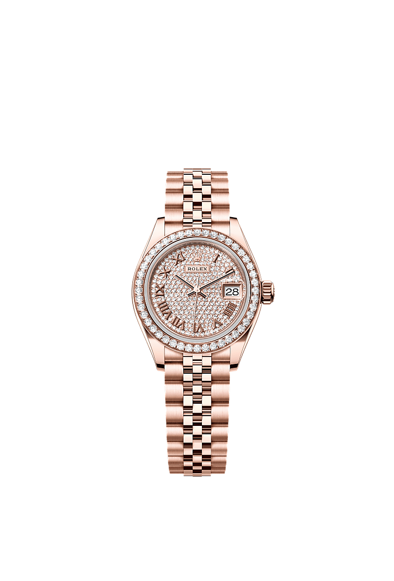 Rolex - Lady-Datejust 28 Everose Diamond / Jubilee / Paved Roman — Ref. 279135RBR