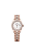 Rolex - Lady-Datejust 28 Everose Diamond / President / White Roman — Ref. 279135RBR