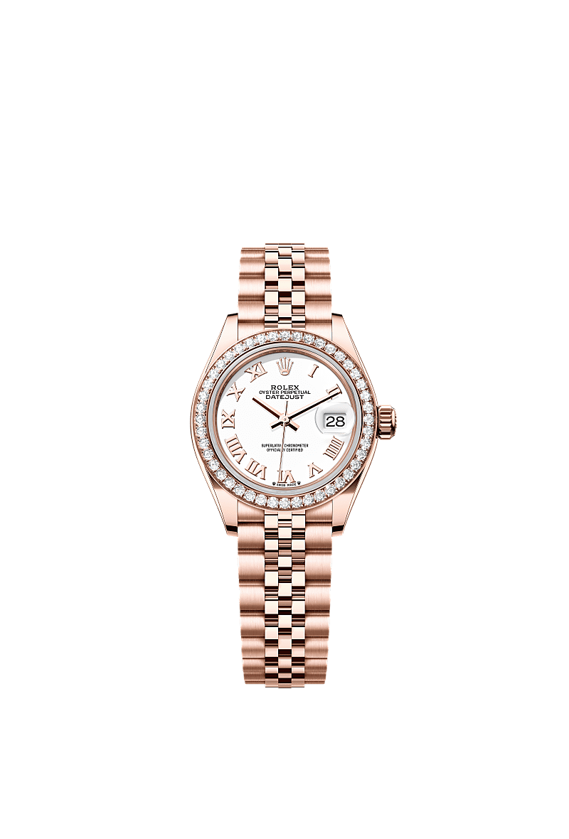 Rolex - Lady-Datejust 28 Everose Diamond / Jubilee / White Roman — Ref. 279135RBR