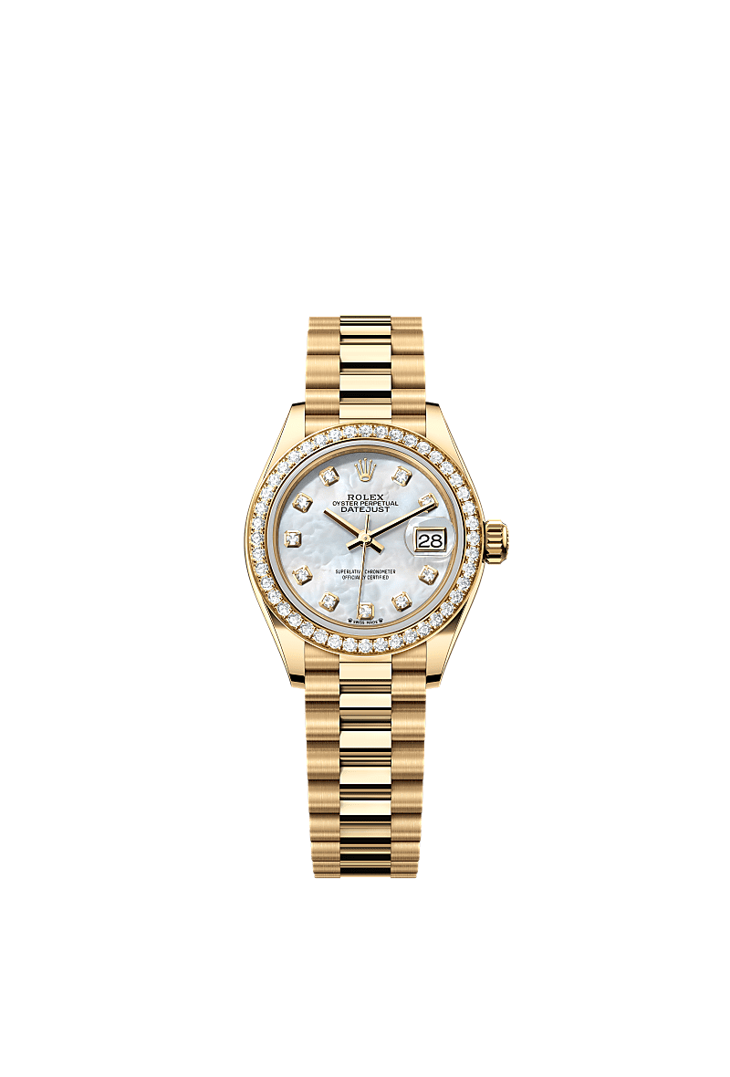 Rolex - Lady-Datejust 28 Yellow Gold Diamond / President / MOP — Ref. 279138RBR