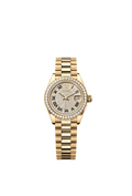 Rolex - Lady-Datejust 28 Yellow Gold Diamond / President / Paved Roman — Ref. 279138RBR