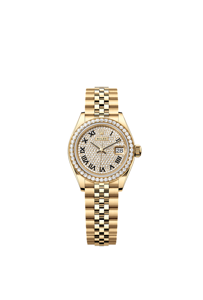 Rolex - Lady-Datejust 28 Yellow Gold Diamond / Jubilee / Paved Roman — Ref. 279138RBR
