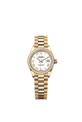 Rolex - Lady-Datejust 28 Yellow Gold Diamond / President / White Roman — Ref. 279138RBR