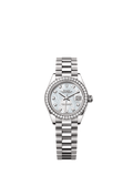 Rolex Lady-Datejust 28 White Gold - Diamond / President / MOP — Ref. 279139RBR