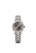 Rolex Lady-Datejust 28 White Gold - Diamond / President / Grey - Diamond — Ref. 279139RBR