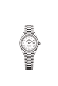 Rolex Lady-Datejust 28 White Gold - Diamond / President / White - Roman — Ref. 279139RBR