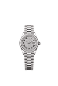 Rolex Lady-Datejust 28 White Gold - Diamond / President / Paved - Roman — Ref. 279139RBR
