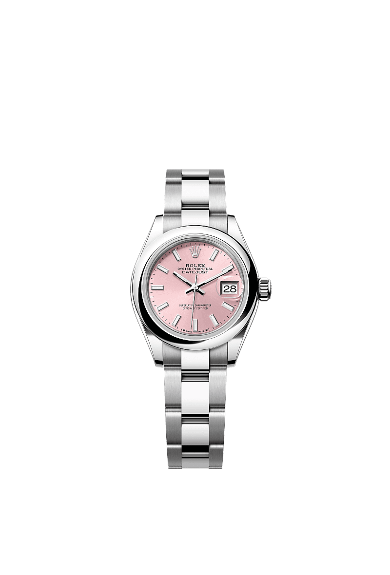 Rolex Lady-Datejust 28 Stainless Steel Domed / Oyster / Pink — Ref. 279160