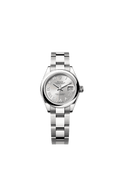 Rolex Lady-Datejust 28 Stainless Steel Domed / Oyster / Silver Roman — Ref. 279160