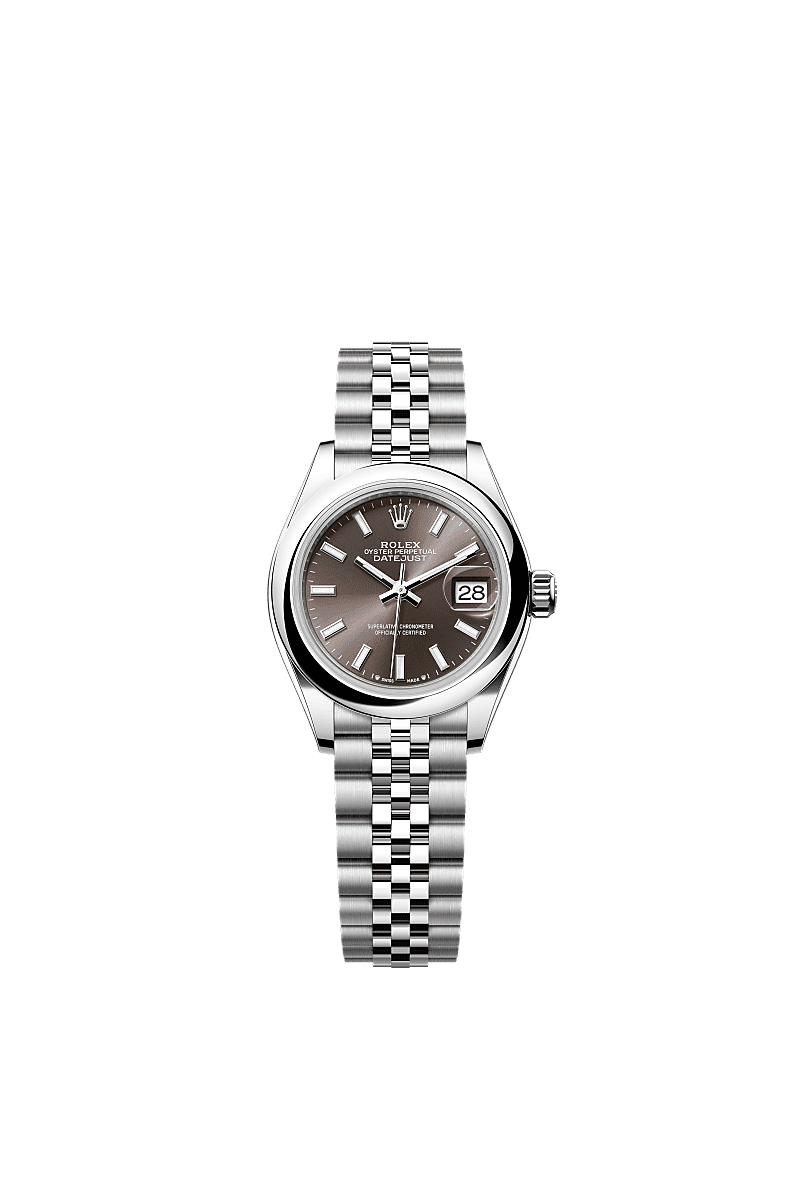 Rolex Lady-Datejust 28 Stainless Steel Domed / Jubilee / Dark Grey — Ref. 279160