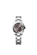 Rolex Lady-Datejust 28 Stainless Steel Domed / Oyster / Dark Grey Roman — Ref. 279160