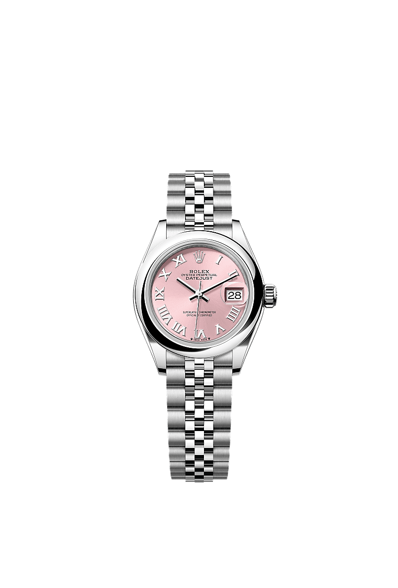 Rolex Lady-Datejust 28 Stainless Steel Domed / Jubilee / Pink Roman — Ref. 279160