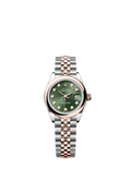 Rolex Lady-Datejust 28 Rolesor Rose Domed / Jubilee / Olive Diamond — Ref. 279161