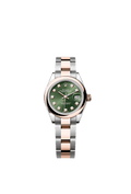 Rolex Lady-Datejust 28 Rolesor Rose Domed / Oyster / Olive Diamond — Ref. 279161