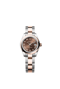 Rolex Lady-Datejust 28 Rolesor Rose Domed / Oyster / Chocolate Roman — Ref. 279161