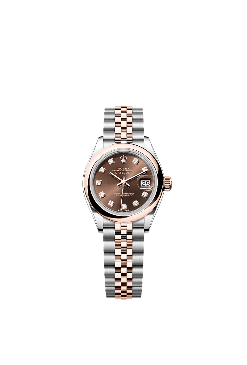 Rolex Lady-Datejust 28 Rolesor Rose Domed / Jubilee / Chocolate Diamond — Ref. 279161