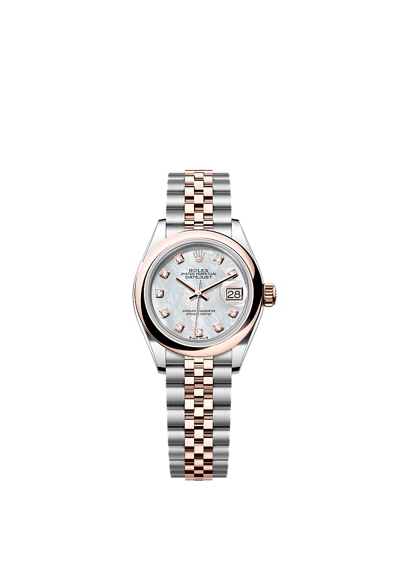 Rolex Lady-Datejust 28 Rolesor Rose Domed / Jubilee / MOP — Ref. 279161