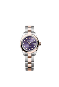 Rolex Lady-Datejust 28 Rolesor Rose Domed / Oyster / Aubergine Diamonds — Ref. 279161