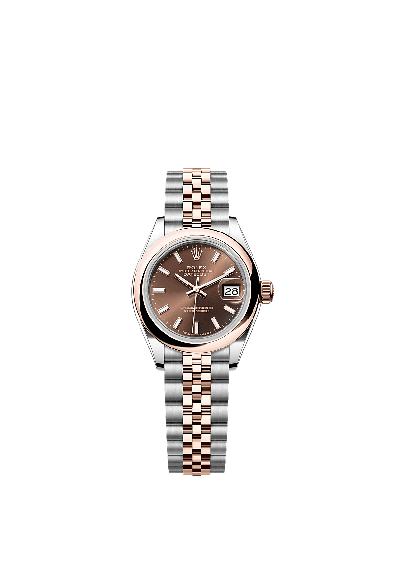 Rolex Lady-Datejust 28 Rolesor Rose Domed / Jubilee / Chocolate — Ref. 279161