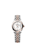 Rolex Lady-Datejust 28 Rolesor Rose Domed / Jubilee / White Roman — Ref. 279161