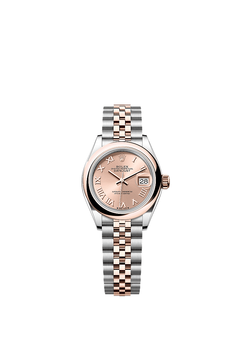 Rolex Lady-Datejust 28 Stainless Steel / Rose Gold / Domed / Rose - Roman / Jubilee — Ref. 279161