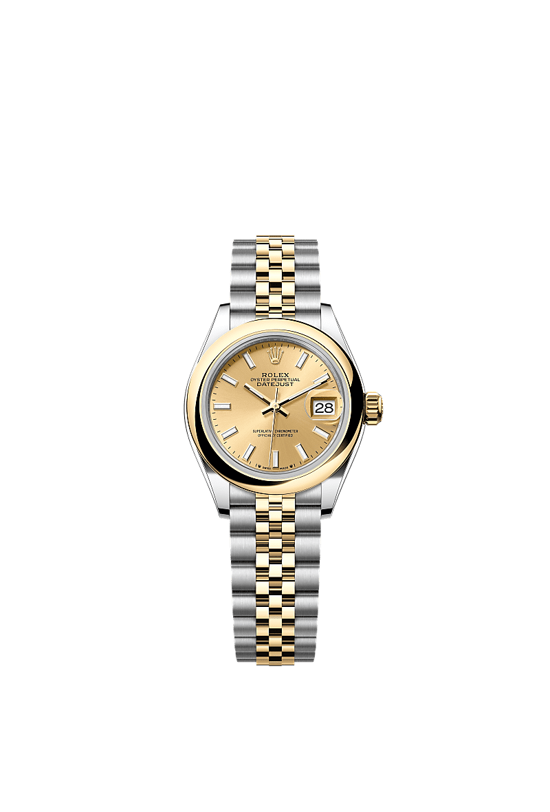 Rolex Lady-Datejust 28 Rolesor Yellow Domed / Jubilee / Champagne — Ref. 279163