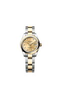 Rolex Lady-Datejust 28 Rolesor Yellow Domed / Oyster / Champagne Diamond — Ref. 279163