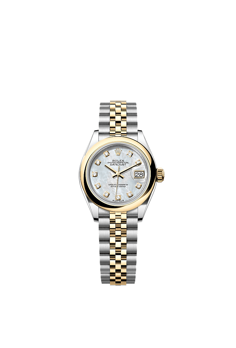 Rolex Lady-Datejust 28 Rolesor Yellow Domed / Jubilee / MOP — Ref. 279163