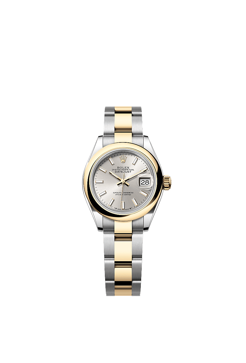 Rolex Lady-Datejust 28 Rolesor Yellow Domed / Oyster / Silver — Ref. 279163