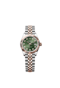 Rolex Lady-Datejust 28 Rolesor Rose Fluted / Jubilee / Olive Diamonds — Ref. 279171