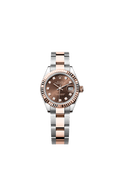 Rolex Lady-Datejust 28 Rolesor Rose Fluted / Oyster / Chocolate Diamond — Ref. 279171