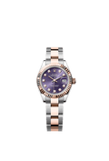 Rolex Lady-Datejust 28 Rolesor Rose Fluted / Oyster / Aubergine Diamonds — Ref. 279171