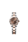 Rolex Lady-Datejust 28 Rolesor Rose Fluted / Oyster / Chocolate — Ref. 279171