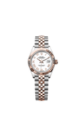 Rolex Lady-Datejust 28 Rolesor Rose Fluted / Jubilee / White Roman — Ref. 279171