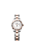 Rolex Lady-Datejust 28 Rolesor Rose Fluted / Oyster / White Roman — Ref. 279171