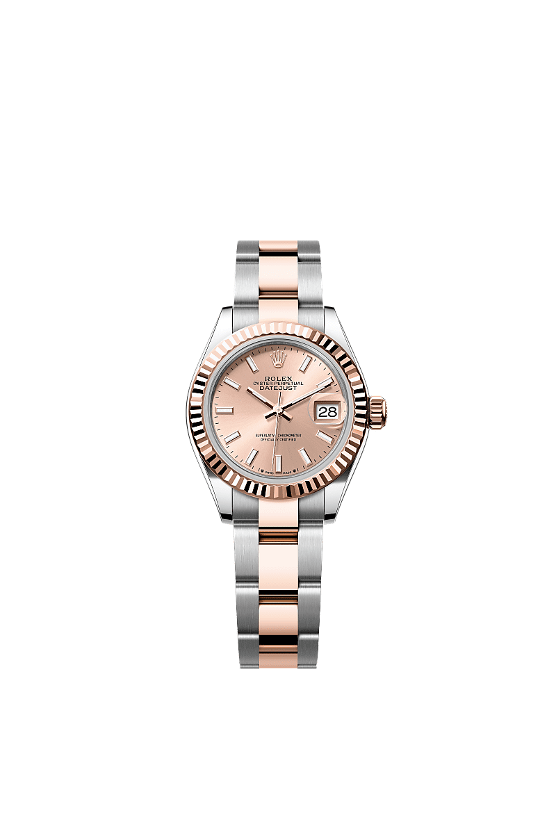 Rolex Lady-Datejust 28 Stainless Steel / Rose Gold / Fluted / Rose / Oyster — Ref. 279171